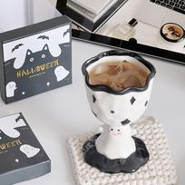 Halloween Ceramic Mug Microwave Oven Can Be Used For Cute And Creative Girls To Pinch High One Size gray