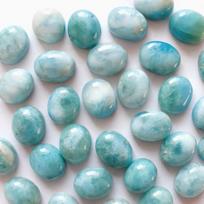 Bulk Larimar Oval Cabochon Lot – Calibrated 12x10 mm Natural Smooth Flat Back Gemstone for Jewelry Making 1 Piece mėlyna