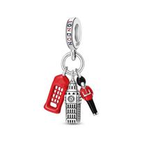 copper Landmark Souvenir Pendant Dutch Windmill Big Ben Torii Charm Compatible With Authentic Charm Bracelets Women Do It Yourself Jewellery