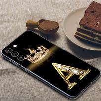 Golden Diamond Crown Initials Letter Clear Samsung S24Ultra Case For Galaxy S21 S20 FE S22 5G Ultra S24 S23 Plus Case Soft Cover Samsung S10 Plus