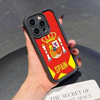 Ispanijos Vėliava iPhone 17 16 15 14 13 12 11 Pro Max Plus Juoda Pilnas Dengimas Minkštas Dangtelis Silikoninis Dangtelis iPhone 11 pro red