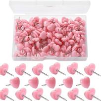 100 Pcs  Map Heart Push Pins Heart Push Pins Thumb Tacks Decorative Pushpins Poster Pins School Office Supplies for Student rožinė