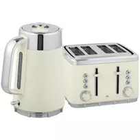 2200W, 1,7L virdulys su greito virimo funkcija, kalkių filtru ir 4 riekių skrudintuvas su 7 skrudinimo lygiais, kreminės baltos spalvos
