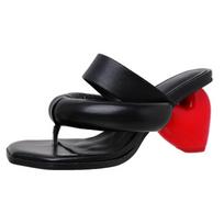 Krazing Pot Cow Skin Peep Toe Flip Flops Strange Style High Heels Summer Shoes European Design Size 43 Women Sexy Luxury Sandals 34 juoda