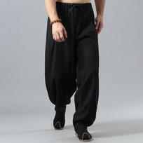 Mados Vyriškos Harajuku Harem Kelnės Vyriškos Vasarinės Medvilninės Lininės Kelnės Vyriškos Vintažinės Sportinės Kelnės Mados M juoda