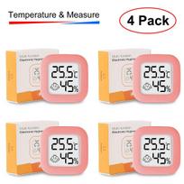 4pcs Digital Thermometer Hygrometer Indoor Mini Temperature LCD Electronic Monitor Hygrometer Outdoor Room Baby pink
