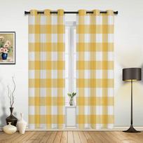 Geltonos Baltos Langinės su Langučiais Miegamajam Svetainei Užuolaidos Virtuvei Vaikų Kambariui Langinė Užuolaida Modernus Namų Dekoras 135W x 60H(cm) x1