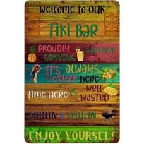 Welcome Tiki Bar Paradise Tin Sign Home Bar Man Cave Tropical Decor Art Colorful 20x30cm（7.8x11.8inch）