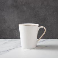 Shangqi Gold Rim V-Design Bone China Coffee Mugs, Set of 2
