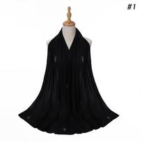 Fashion Ribbed Jersey Hijab Muslim Plain Scarf Crepe Rhinestone Hijab Soft Islamic Shawls Wraps Headband For Women