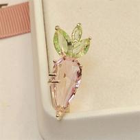 Pink Crystal Carrot Brooches Pins For Women Crystal Love Enamel Badge Wedding Party Jewelry Design Accessories