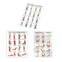 3Pcs Pilates Circle Exercise Chart 10x8 Inch Frameless Poster Circulation Improvement Pilates Workout Schedule for Beginners Elderly Flexibility Sets