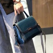 Genuine Leather Sling Bag for Women 2026 New Style Luxury Adjustable Strap Office Ladies Casual Commuter Daily Crossbody Shoulder Handbag povo mėlyna spalva