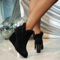 High Heels Women Fur Snow Ankle Boots Winter Suede Warm Plush Wedges Shoes 2025 Trend New Office Shoes Party Pumps Botas Mujer 35 juoda