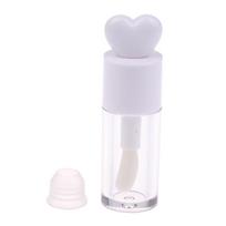 4 ml lūpų blizgio tūbelė matinė skaidri stora lazdelė didelė šepetėlio galvutė tuščias buteliukas lūpų blizgio indelis makiažo pakavimo medžiaga Heart White
