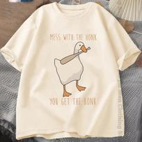 Vasaros Mada Vyriški Marškinėliai Juokingi Untitled Goose Game Viršūnės Vyrams Moterims Medvilniniai Laisvi Marškinėliai Provokuok Ciksenimą Gausi Bumptelėjimą Marškinėliai S beige