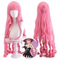 Ilgas rožinis garbanotas sintetinis perukas 90 cm Anime kostiumų vakarėliui Karščiui atsparus pluoštas Moteriški Cosplay plaukų perukai as the picture-