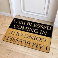 Blessed Inspirational Quote Doormat Anti-Slip Backing Mat Entryway Indoor Rug I AM Blessed Going Out Bless Doormat Home Decor 40X60CM