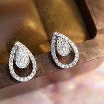Huitan Fashionable Waterdrop Stud Earrings for Women Novel Hollow Design Piercing Accessories Charm Eternal Wedding Band brown