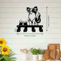 Bohemian Metal Dog Key Holder Chihuahua Silhouette Wall Mount Entryway Organizer with Hooks for Home Office Decor 15x18