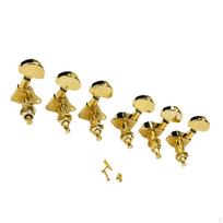 Set of 6 Guitar Strings, Tuning Pegs, Machine Heads, 3 Left + Right beige