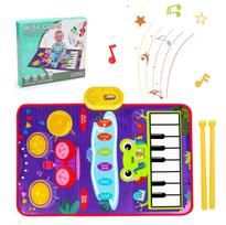 80x50 cm Muzikinis grojimas Vaikams Kilimėlis Kilimėlis Fortepijonas Klavišiniai Būgnų Žaislai Šokių Šliaužiantis kilimėlis su 6 instrumentais Garsai Mokomieji žaislai purple