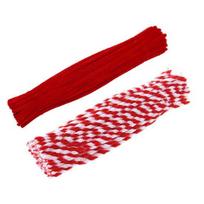 Yousheng 100 Pcs Christmas Pipe Cleaners 50 Red White Striped And 50 Red Thick Fluffy Chenille Stems for DIY Arts Crafts Christmas Decoration 100pcs