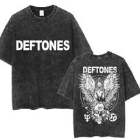 Deftones Deer Skeleton Red Graphic Vintage Wash Oversized TShirt Unisex Alternative Metal Fan Streetwear Tee  Cotton Casual Short Sleeve Top S gray