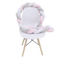 Baby Crib Bumper Knotted Braided Plush Nursery Cradle Decor Newborn Gift Bed Sleep Bumper 3 meters rožinė/pilka spalva