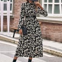 YYFS Women's Fashion Spring Autumn Leopard Print Long Sleeve Half Turtleneck Casual Dresses XS juoda