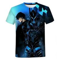 Korėja Solo Leveling Anime Komiksai 3D Spausdinimas personažo pomėgio drabužiai Trumpomis rankovėmis Marškinėliai Oversize Viršutinė dalis Greitai džiūstanti Tee animacijos gerbėjams S
