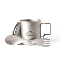 Nansen Fjord puodelis + šaukšto-šakutės rinkinys TITANIUM SET