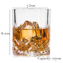 1 vnt. viskio stiklinė, senamadiški „Rocks“ stikliniai indai, stikliniai indai kokteiliams, škotiškam viskiui, burbonui, džinui, degtinei, brendžiui 250-360ml