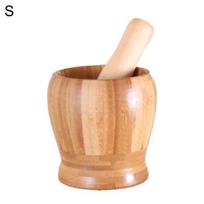 Wooden Garlic Masher Bowl Mashing Crushing Jar Mortar Pestle Set Kitchen Tool S beige