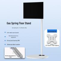Adjustable Tablet Floor Stand with Movable Casters and Gas Spring Arm black