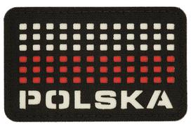 Emblema „Polska“ su vėliava – M-Tac, 5x8 cm, juoda, lazeriu kirpta, su lipduku