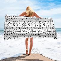 Muzikos Natos Fortepijono Spausdinimas Paplūdimio Rankšluostis Moterims Vyrams Vaikams Veido Maudynių Namų Rankšluosčiai Greitai Džiūstantys Super Minkšti Paplūdimio Plaukimo Kelionių Joga W50*H100(CM) white