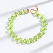 Sweet Faceted Acrylic Heart Beaded Choker Necklace for Women New Trendy Transparent Colorful Love Clavicle Chain Jewelry Gift
