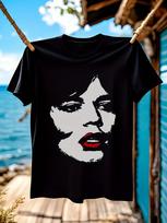 Mick Jagger Face Print Black Cotton Tshirt M