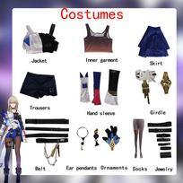 Ysir Serval Star Rail Role-playing Suit, Game Queen Cosplay Suit, Full Set of Women XXL mėlyna