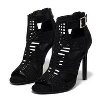 Fashion Eilyken Sexy Pole Dancing  Peep Toe Women Light Comfort Thin Heels Zipper Sandals Buckle Strap Woman's Shoes Zapatos Mujer 35 juoda