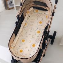 Reversible Quilted Baby Stroller Pad: Soft Crepe-Velvet, Double-Sided Cotton Cushion 40*80cm