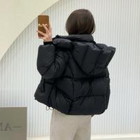 Parkas Moteriška Žieminė Pūkinė Medvilninė Striukė Paltas Ponios Su Gobtuvu Viršutinis Drabužis Parkas Storas Medvilne Paminkštintas Viršutinis Drabužis L juoda
