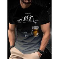 Men's 3D Printed Gradient Beer T-Shirt - Evolution of for Man & Beer Meme,Casual Short Sleeve Crewneck,Polyester Blend,Summer S