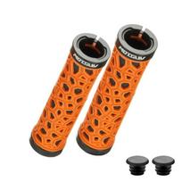 1 Pair Bicycle Handle Bar Non-Slip Shock-absorbing Plugs Ergonomic Design Grips with Single-sided Locking Handlebar oranžinė