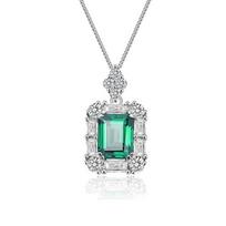 Nauji 6*8mm2CT smaragdo kirpimo moissanito karoliai, cukraus kubelių pakabukas, 925 sterlingo sidabro karoliai, skirti moterims gimtadienio dovanoms 45cm&2ct