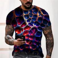 Vyriški marškinėliai su 3D optine iliuzija spausdinti trumpomis rankovėmis madingi gradientai Harajuku gatvės apranga Hip Hop Trend Oversized marškinėliai 3XL balta