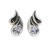 Cool High-Grade Silver Three-Dimensional Abstract Double-Layer Water Drop Earrings, Cold Wind Inlaid Zircon Exaggerated Stud Earrings 793 gray