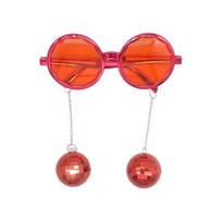 Disco Ball Glasses Plastic Retro Funky Sunglasses with Disco Ball Pendant Party raudona