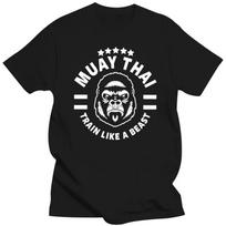 Handsome Male Muay Thai Tshirt Short Sleeves Cotton T-shirt Summer Thailand Kickboxing Boxing Tee Shirt Loose Fit Apparel Merch S